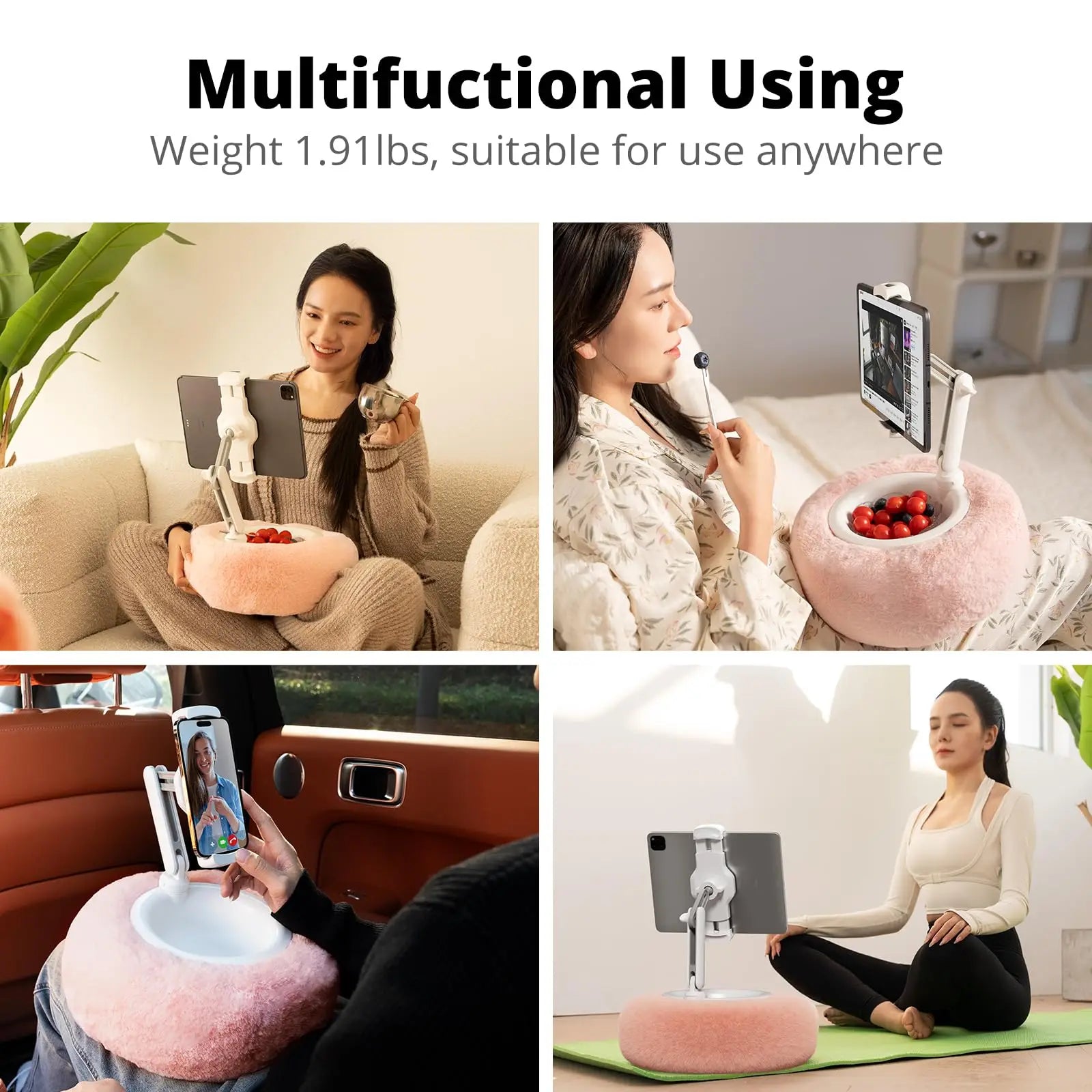 New 2024 Plush Pillow Phone Tablet Bracket Desktop Stand Adjustable Length Angle for Live Straming Video Chat Lazy Tablet Holder